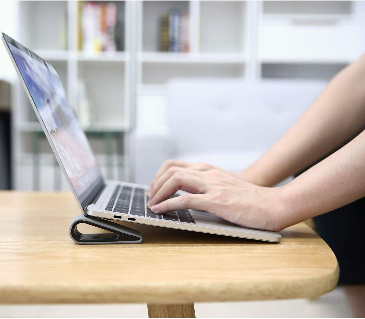 MoKo Universal Laptop/Computer Keyboard Stands,[4 Pack] Anti-Slip Silicone Tilting Wedge Riser Stable Kickstand,Ultra Compact Ventilated Tablet Stand Portable Elevation Feet for Notebook Keyboard-Gray