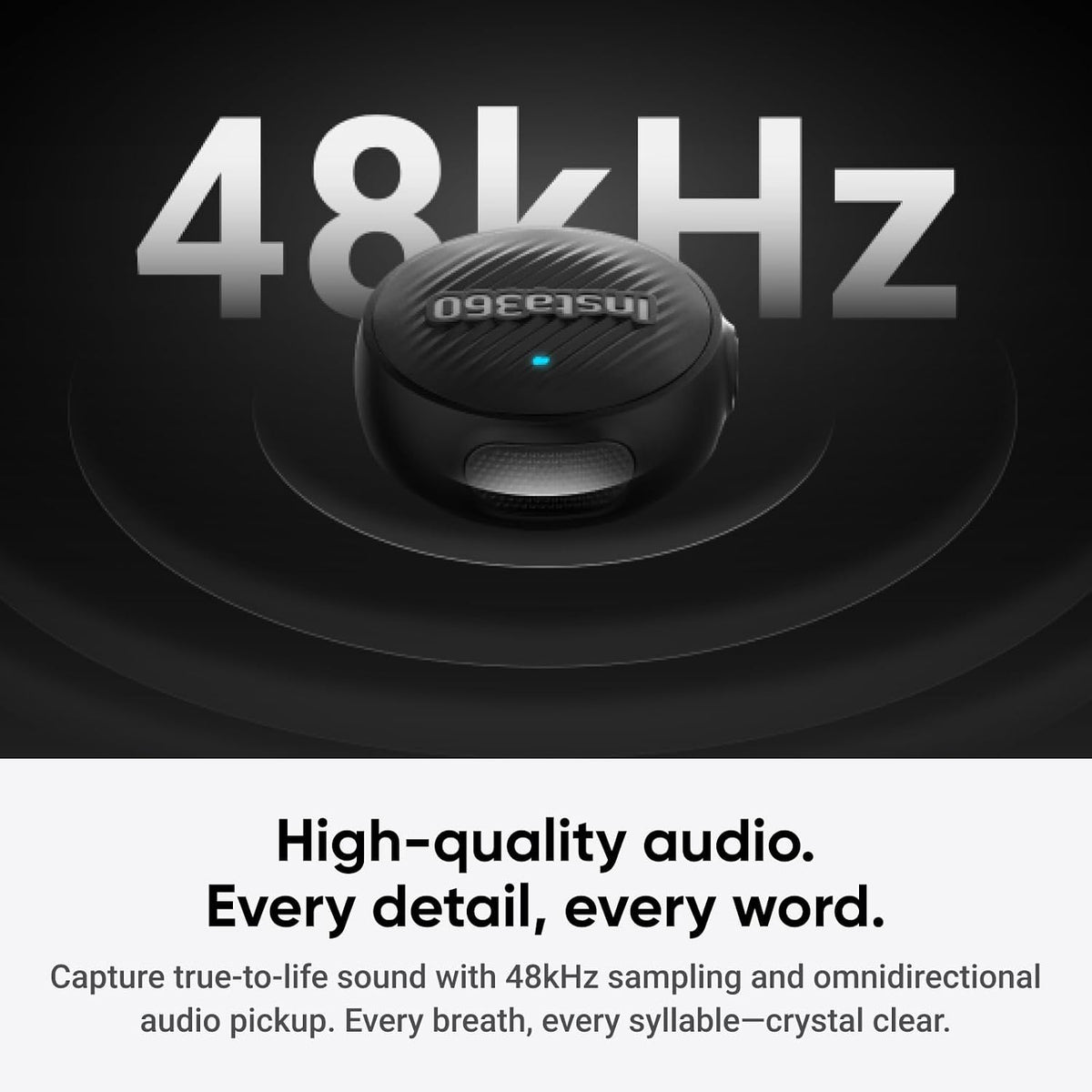 Insta360 Mic Air (1 TX + 1 RX), Noise Cancelling, 300m Range, Wireless Microphone for USB-C iPhone/Android/PC/Mac, Vlog, Streaming
