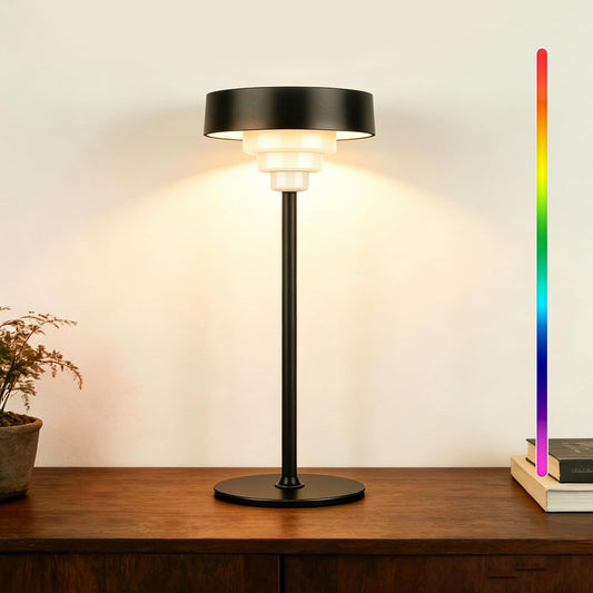 Embar Puzzle lamp with Portable RGB stepless dimming,5400mAh Battery Operated Lamps, Battery Level Display, LED Memory Function, Suitable for Restaurant, Bedroom, Cafe, and Home