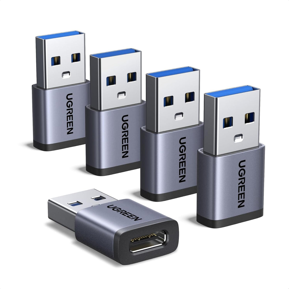 UGREEN USB to USB C Adapter 5 Pack, 10Gbps USBC Female to A Male Adapter | Type C USB C Cable Converter for iPhone 17 16 15 14 13 Plus Pro Max,iPad Air Mini 6 7,Samsung Galaxy S23 S24,iPad Air
