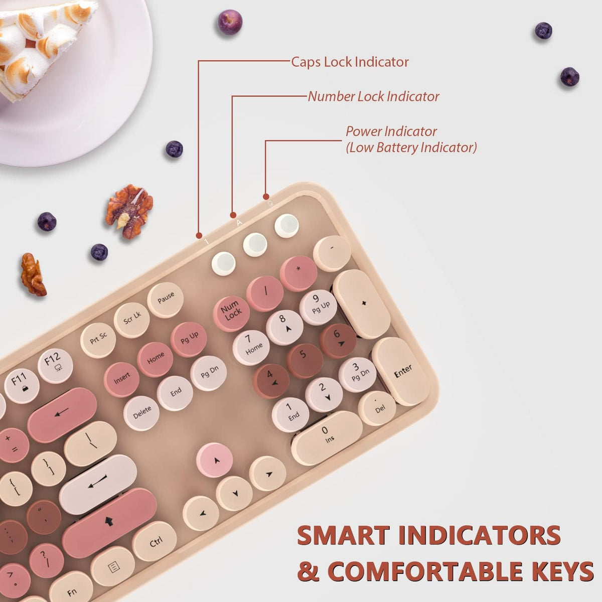 Wireless Keyboard and Mouse Cute Retro Typewriter for PC