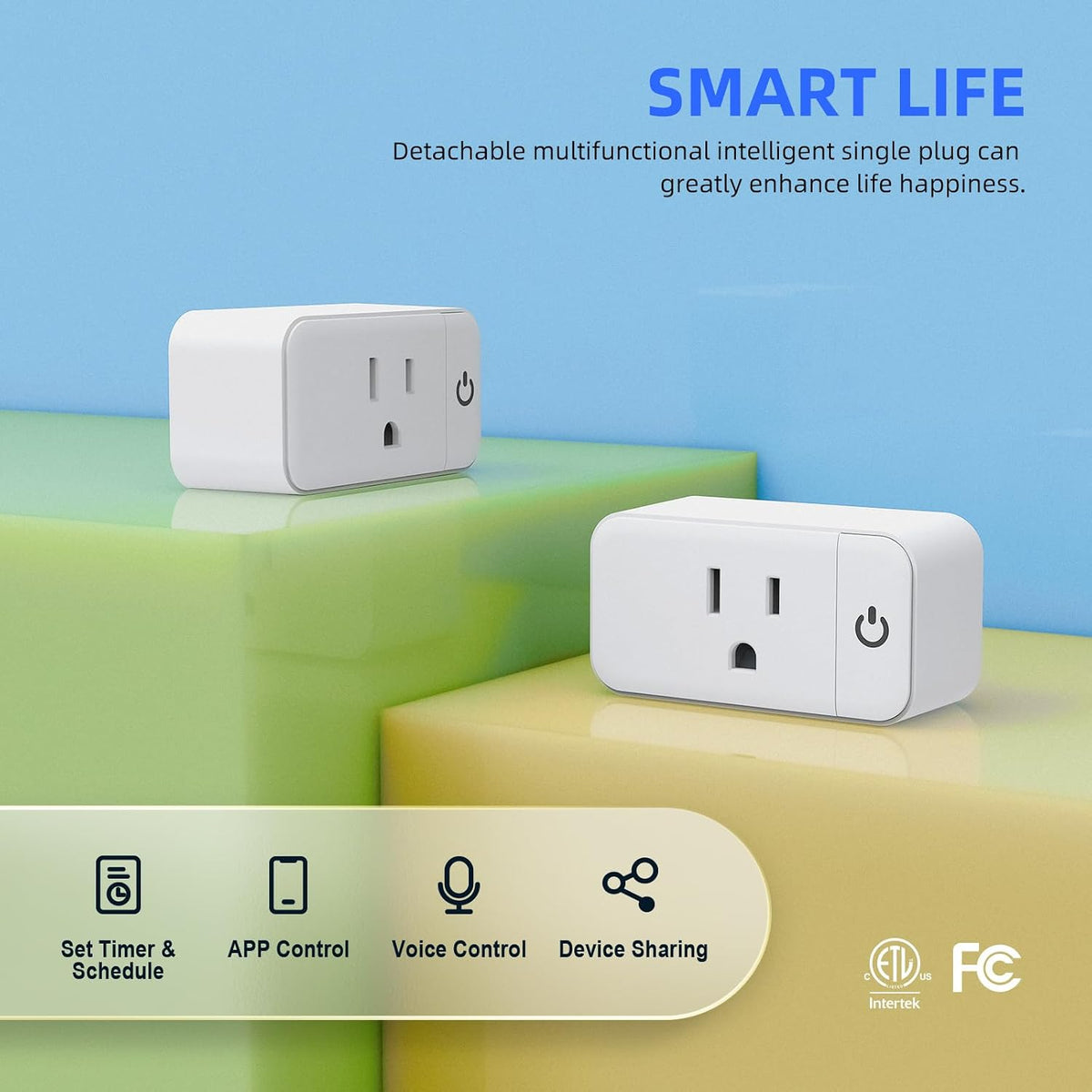 Mini Smart Plug, Alexa & Google Assistant, 15A 2.4G WiFi, ETL&FCC, 2 Pack