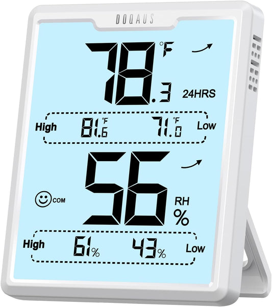 DOQAUS Hygrometer Indoor Thermometer, Humidity Temperature Meter, White
