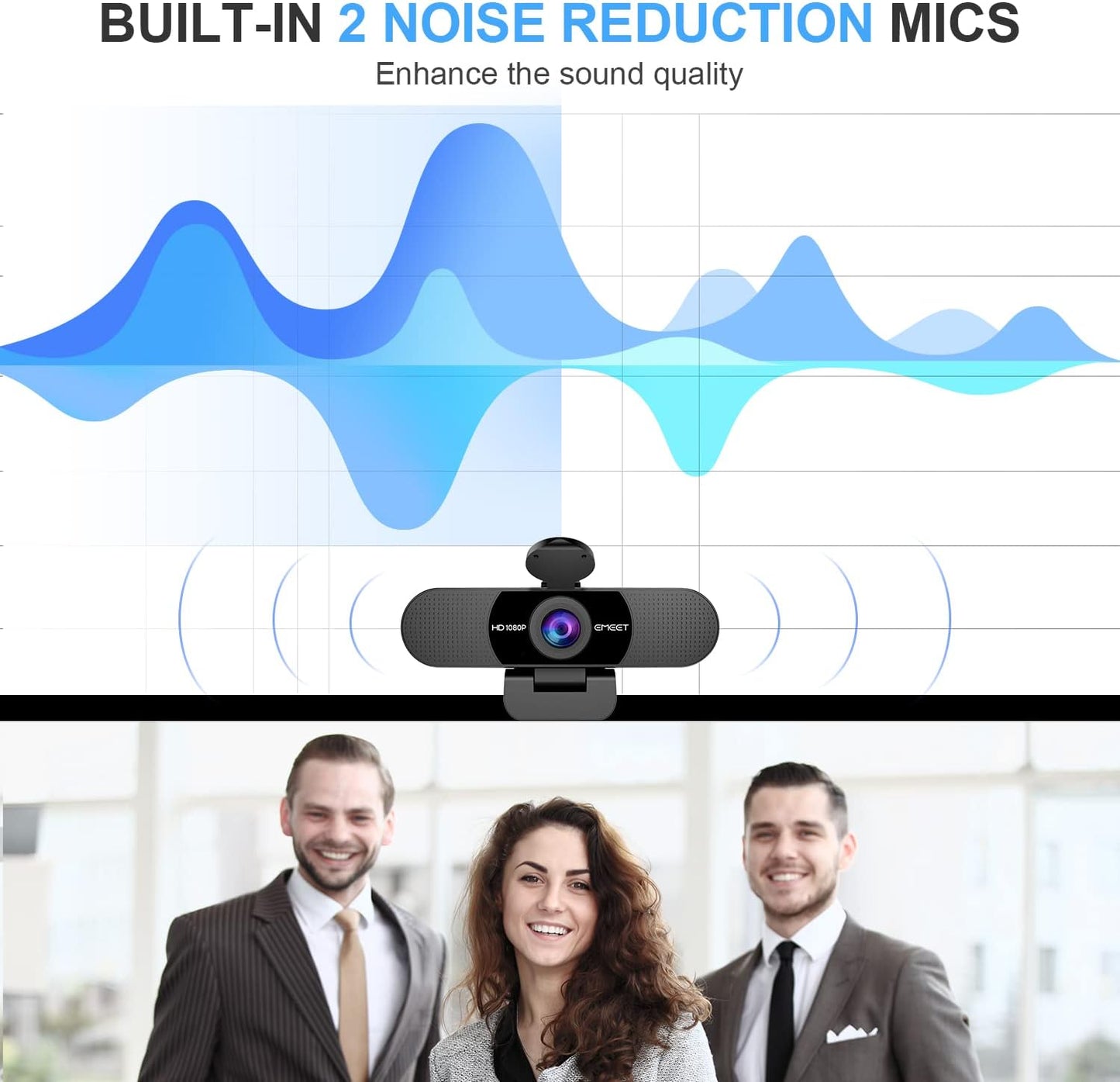 EMEET 1080P Webcam with Microphone, C960 Web Camera 2 Mics Streaming Webcam | 90°FOV Computer Camera, Plug and Play USB Web Cam for Online Calling/Conferencing, Zoom/Teams/Facetime/YouTube, Laptop/PC