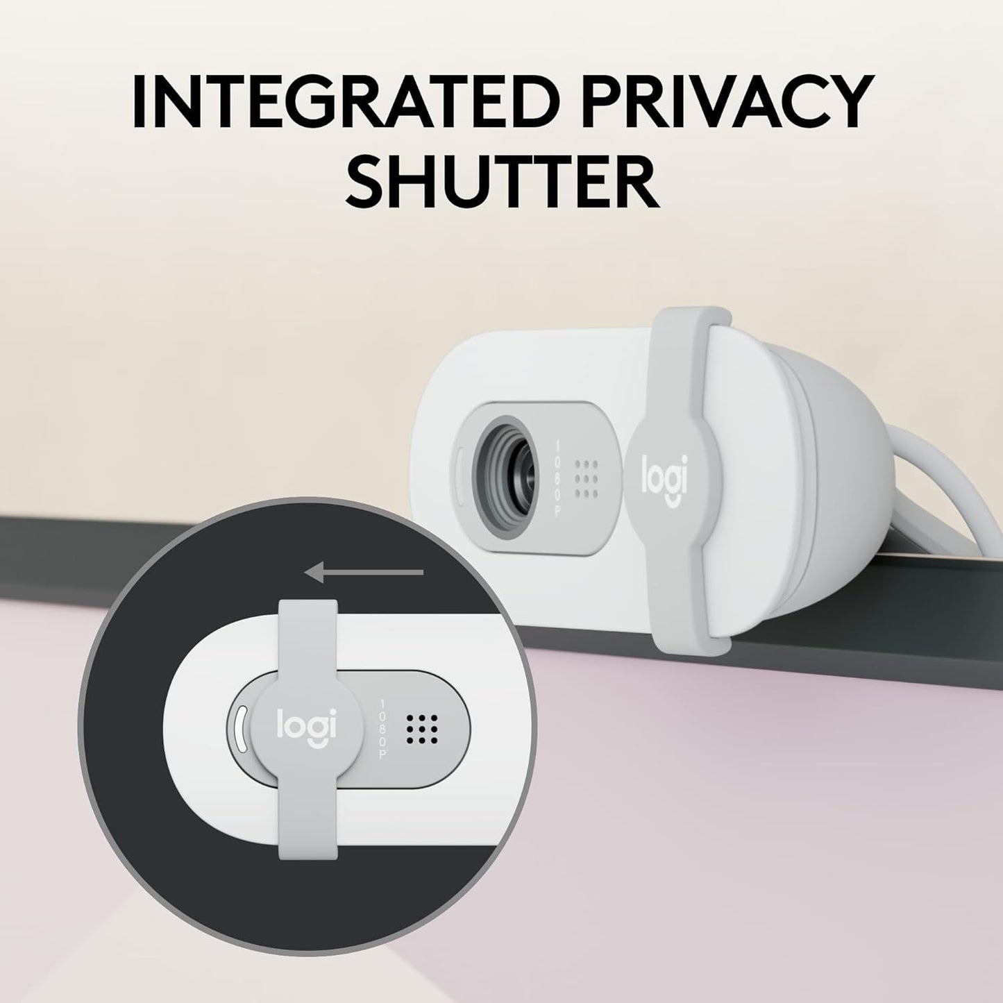 Logitech Brio 100 Full HD 1080p Webcam for Meetings and Streaming, Auto-Light Balance, Built-in Mic, Privacy Shutter, USB-A, for Microsoft Teams, Google Meet, Zoom and More - Off White (Renewed)