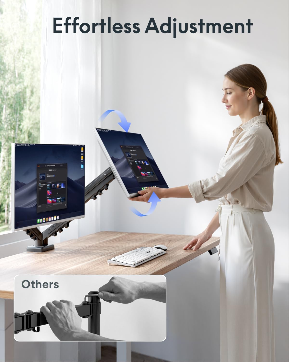 Flexispot Dual Monitor Arm, 17-32 Inch Monitor Mount up to 19.84 lbs, Fast Install VESA Mount for Home Office Gaming, Full Adjustable Gas Spring with C-Clamp and Grommet Base, Black
