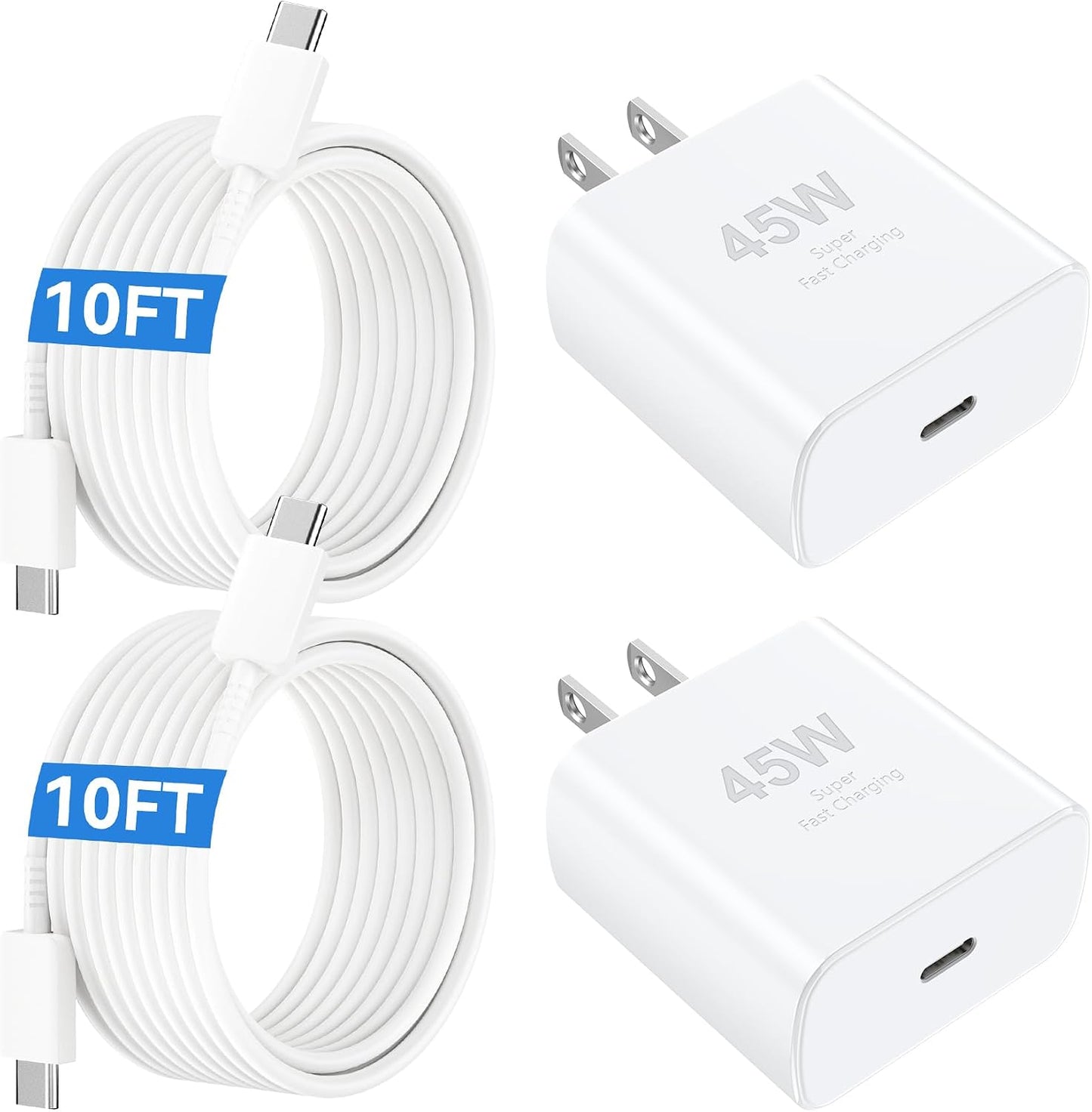 45W USB C Super Fast Charger Type C Charger Fast Charging Android Phone Charger Block with 10FT Type C Charging Cable for Samsung Galaxy S26 Ultra/S26/S26+/S25/S25 Ultra/S25+/S24 Ultra/S23 Ultra/S22