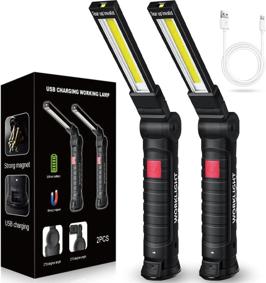Tool Fathers Day Dad Gifts for Men Him Husband LED Rechargeable Work Light | for Mechanic with Magnetic Base Hook, Grill Light Inspection Flashlight 5 Modes 360° Rotate Car Repair Emergency Birthday