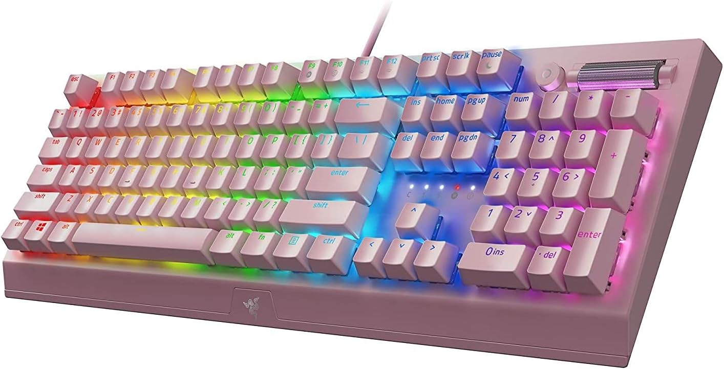 Razer BlackWidow V3 Mechanical Gaming Keyboard, Green Mechanical, Quartz | Tactile & Clicky, Chroma RGB Lighting, Compact Form Factor, Programmable Macro Functionality