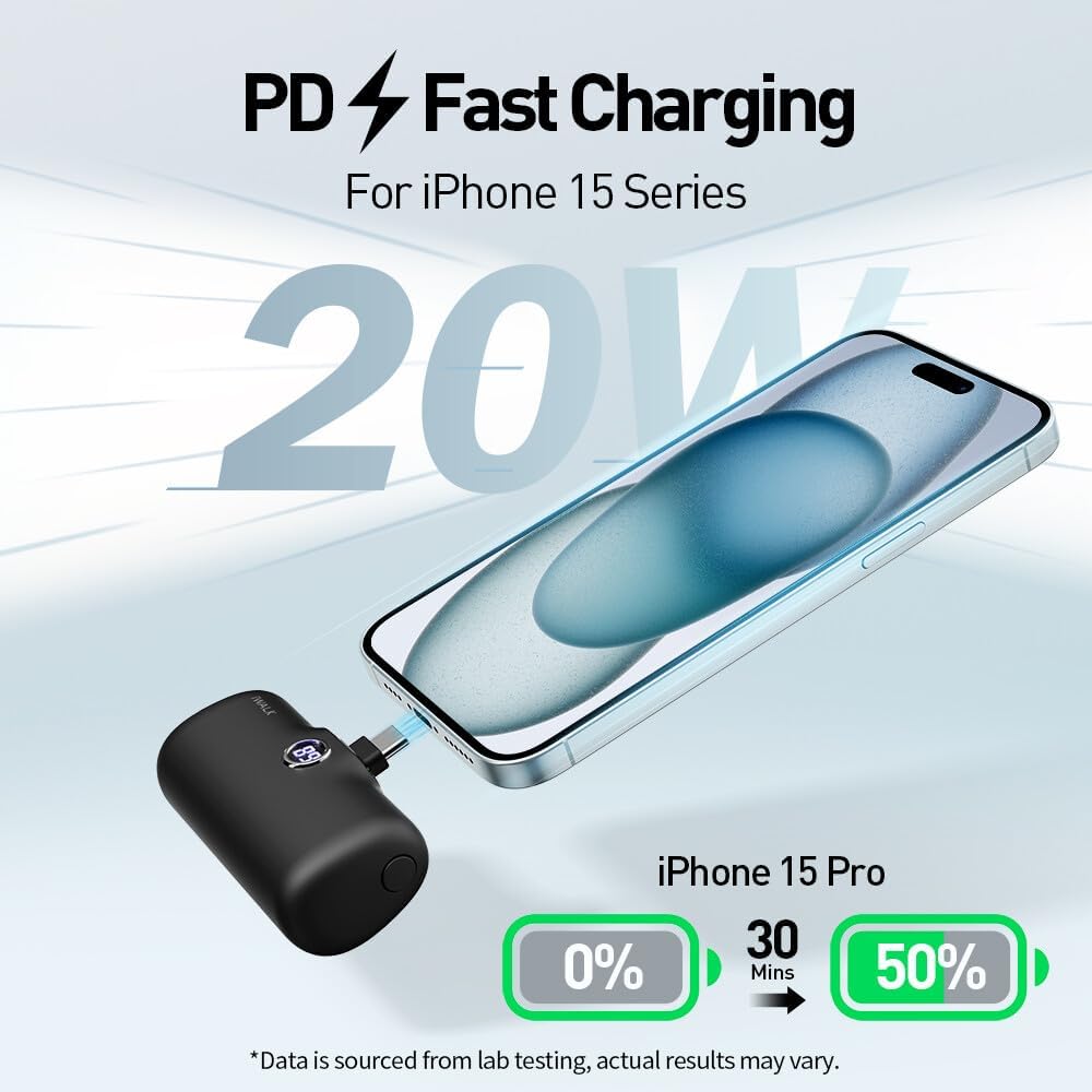 iWALK USB-C Portable Charger for iPhone 17/16/15, Mini 20W 4,800mAh Wireless Power Bank Fast Charging Travel Battery Pack Compatible with iPhone 17/16/15 Plus/17 Pro/17 Pro Max, Andriod Phone Samsung