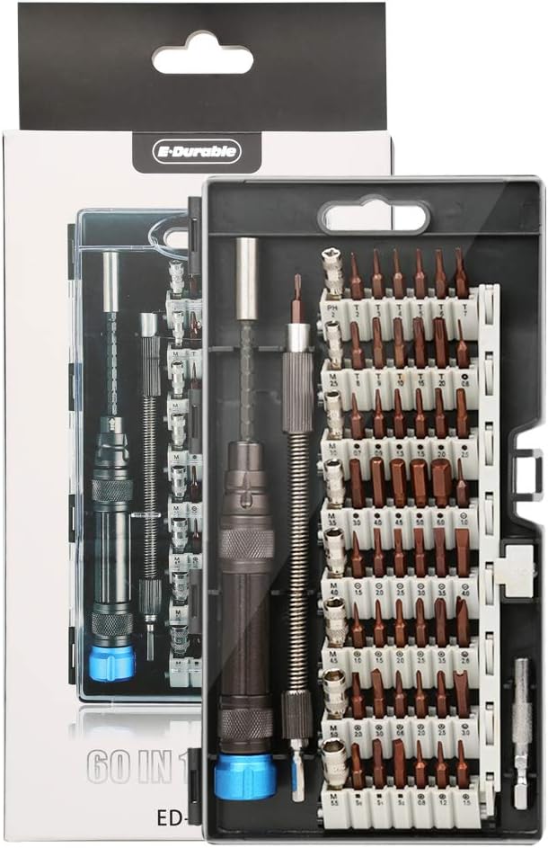 Screwdriver Set, 60 in 1 Precision Magnetic Driver Bits Professional Electronics Repair Tool Kit, Flexible Shaft, S2 Steel, for iPhone Smartphone Video Game Console