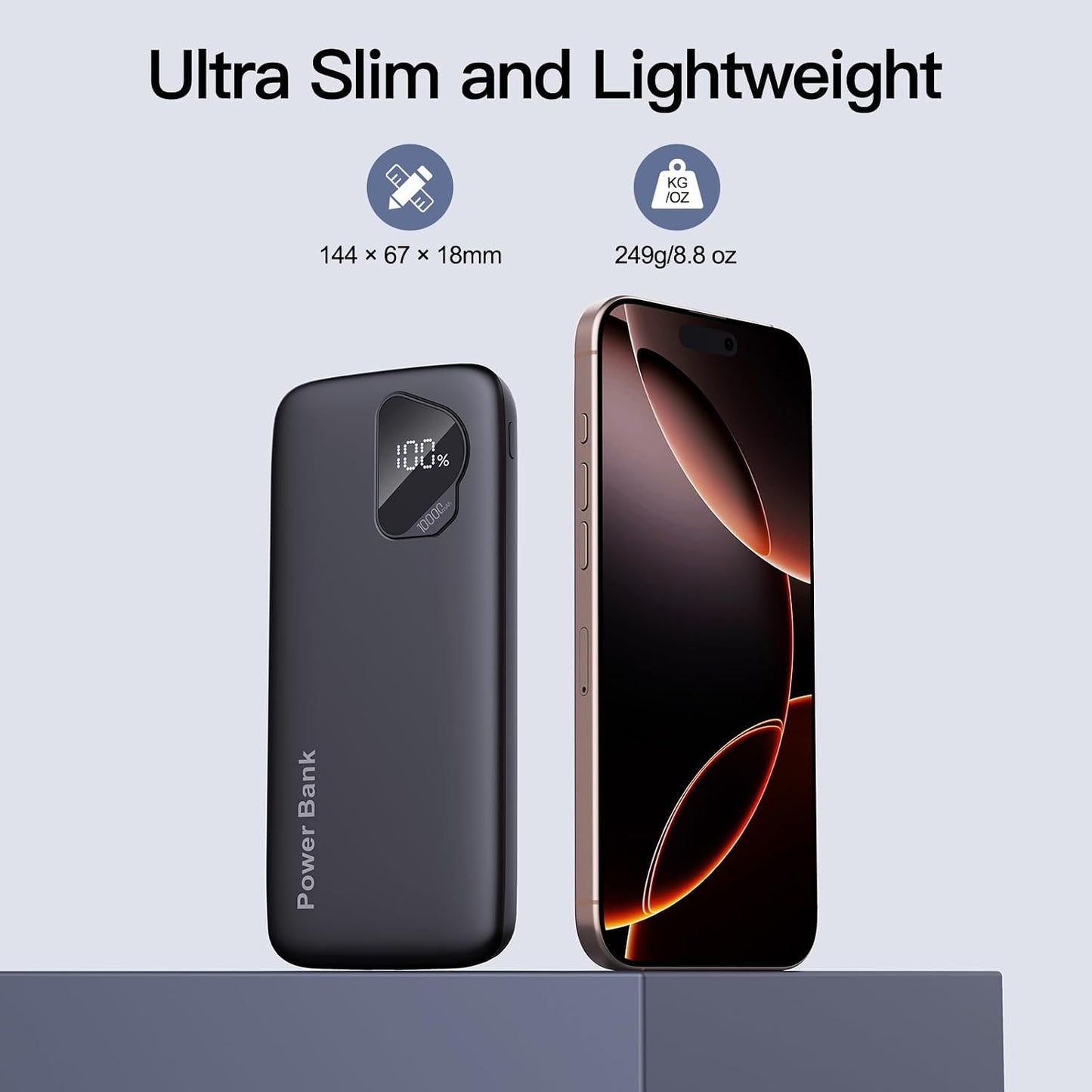 2026 2-Pack 10000mAh Portable Charger Battery Pack with Built in Cables | Travel Essential, 4 Outputs 2 Inputs Slim Power Bank for iPhone 17/16/15/14, Samsung Galaxy S23/22, Pixel etc