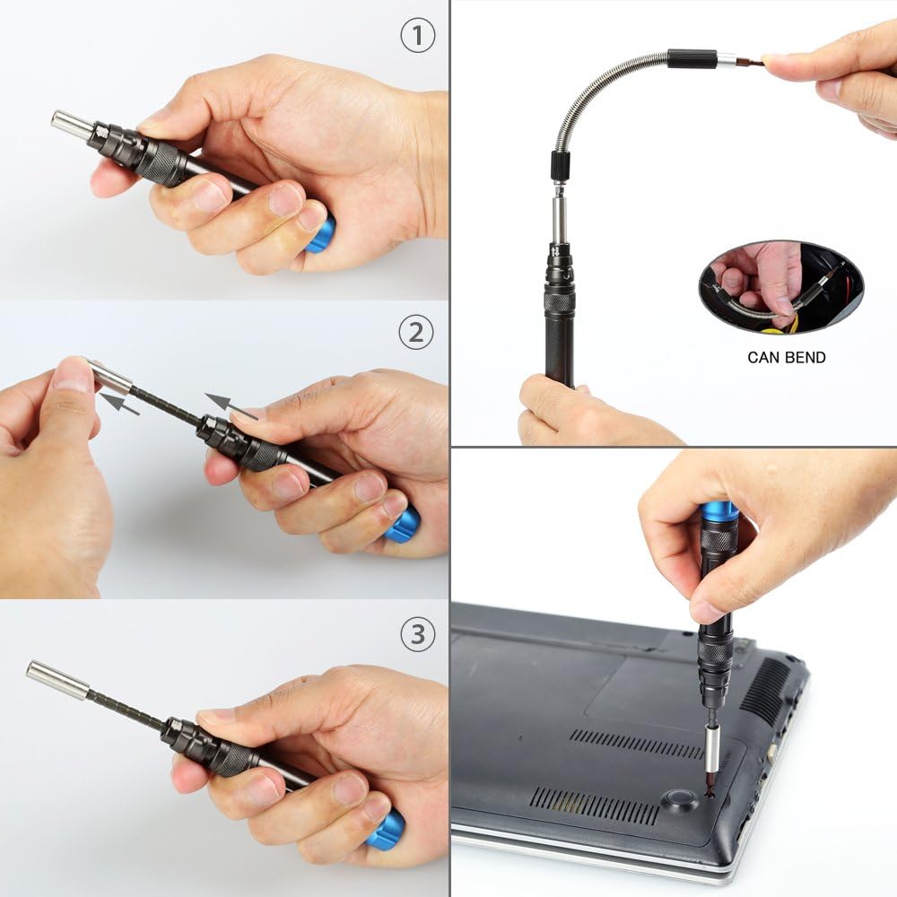 Screwdriver Set, 60 in 1 Precision Magnetic Driver Bits Professional Electronics Repair Tool Kit, Flexible Shaft, S2 Steel, for iPhone Smartphone Video Game Console