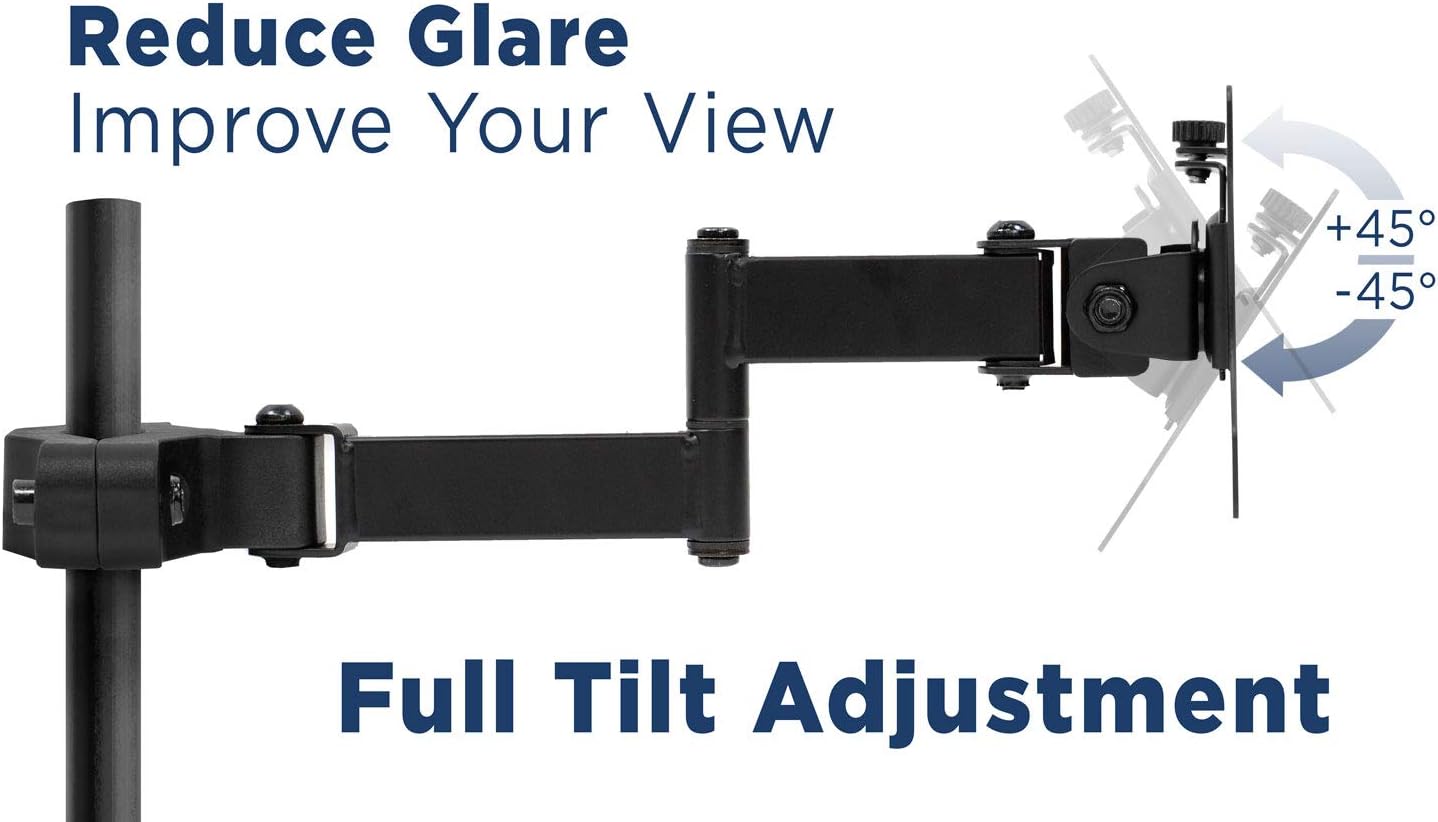 Mount-It! Universal Full Motion Steel Pole Mount with Articulating Arm and Removable VESA Plate for 17 to 32 Inch Monitors & TVs, VESA 75x75 & 100x100 Compatible, Black (MI-391)
