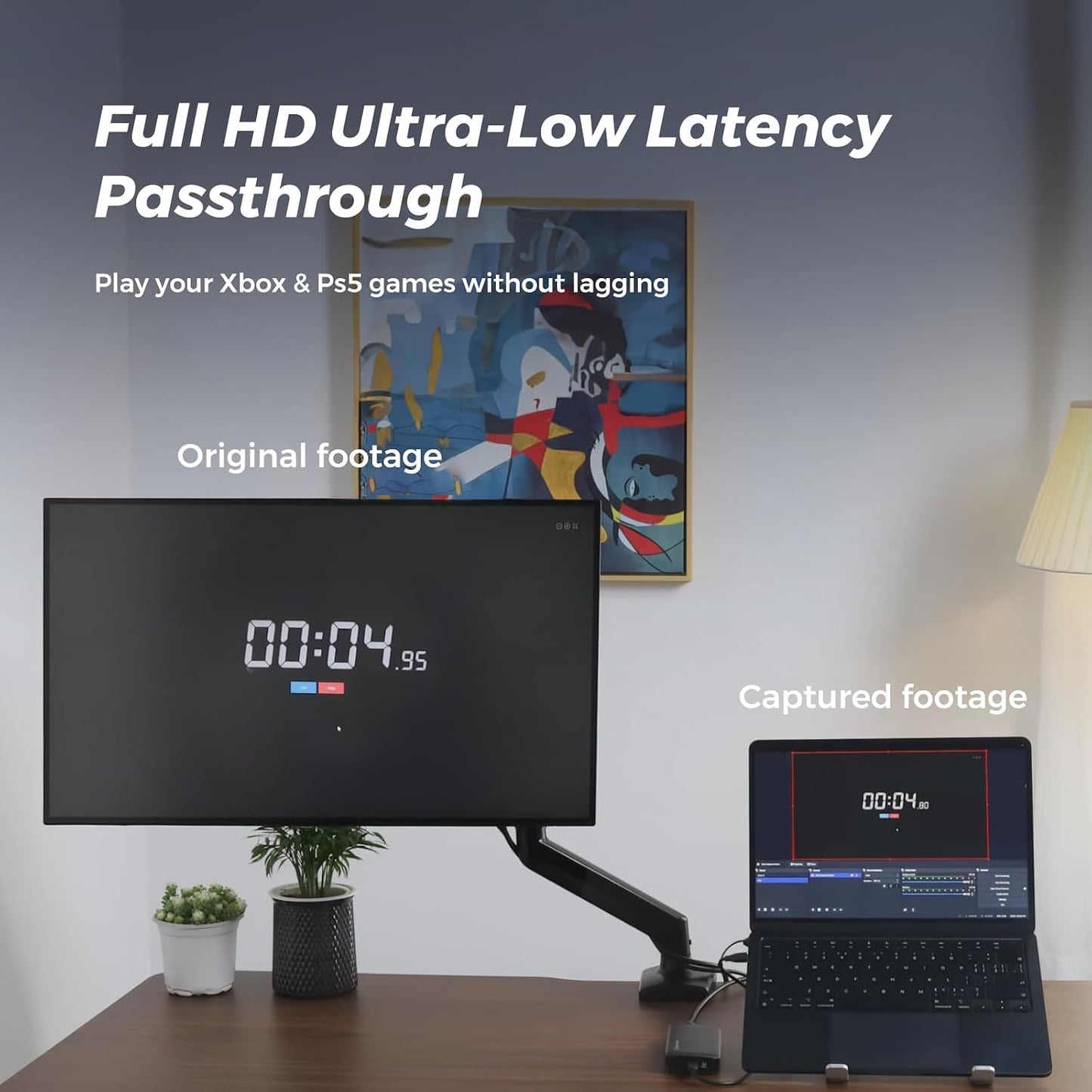 CCD10 Capture Card for PS5, PS4, Xbox, Switch and DSLR Cameras | 1080p60 USB-C 3.0 Capture, 4K60, 2K120 or 1080p240 Passthrough, Low Latency, 3.5mm Mic Input, OBS, Windows/Mac/Linux Support