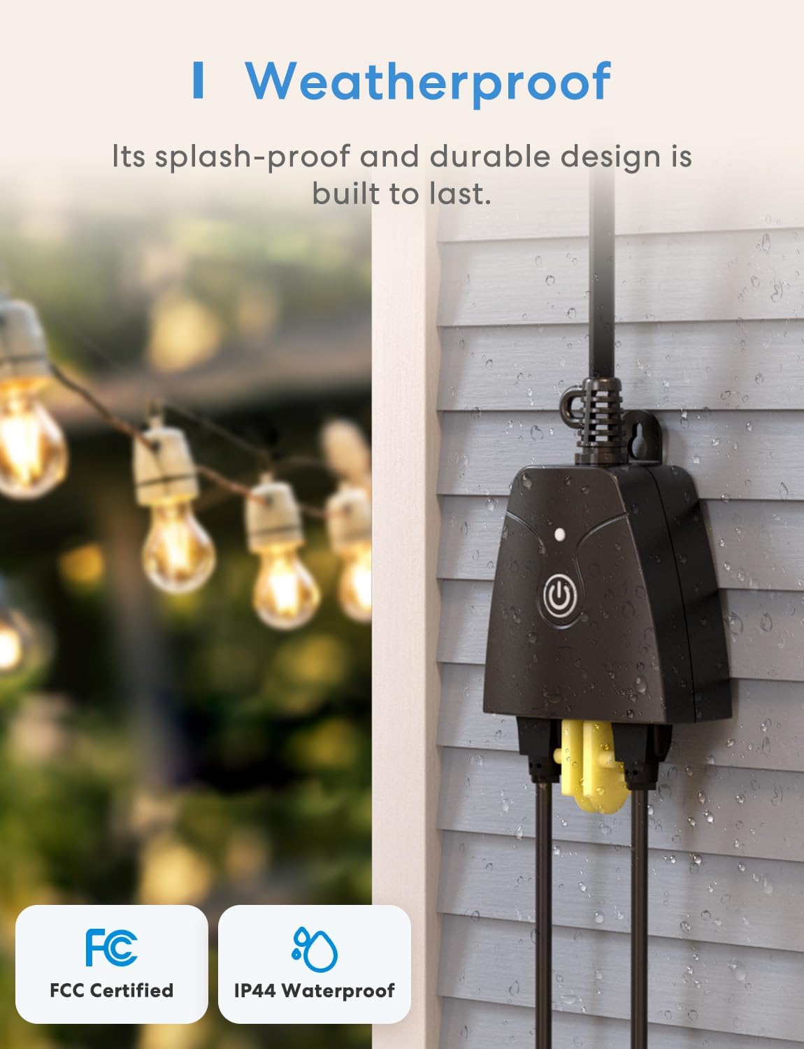 meross Outdoor Smart Plug Compatible with Apple HomeKit, Siri, Alexa, Google Assistant and SmartThings, Waterproof Outdoor Outlet, Remote & Voice Control, Timer, FCC and ETL Certified