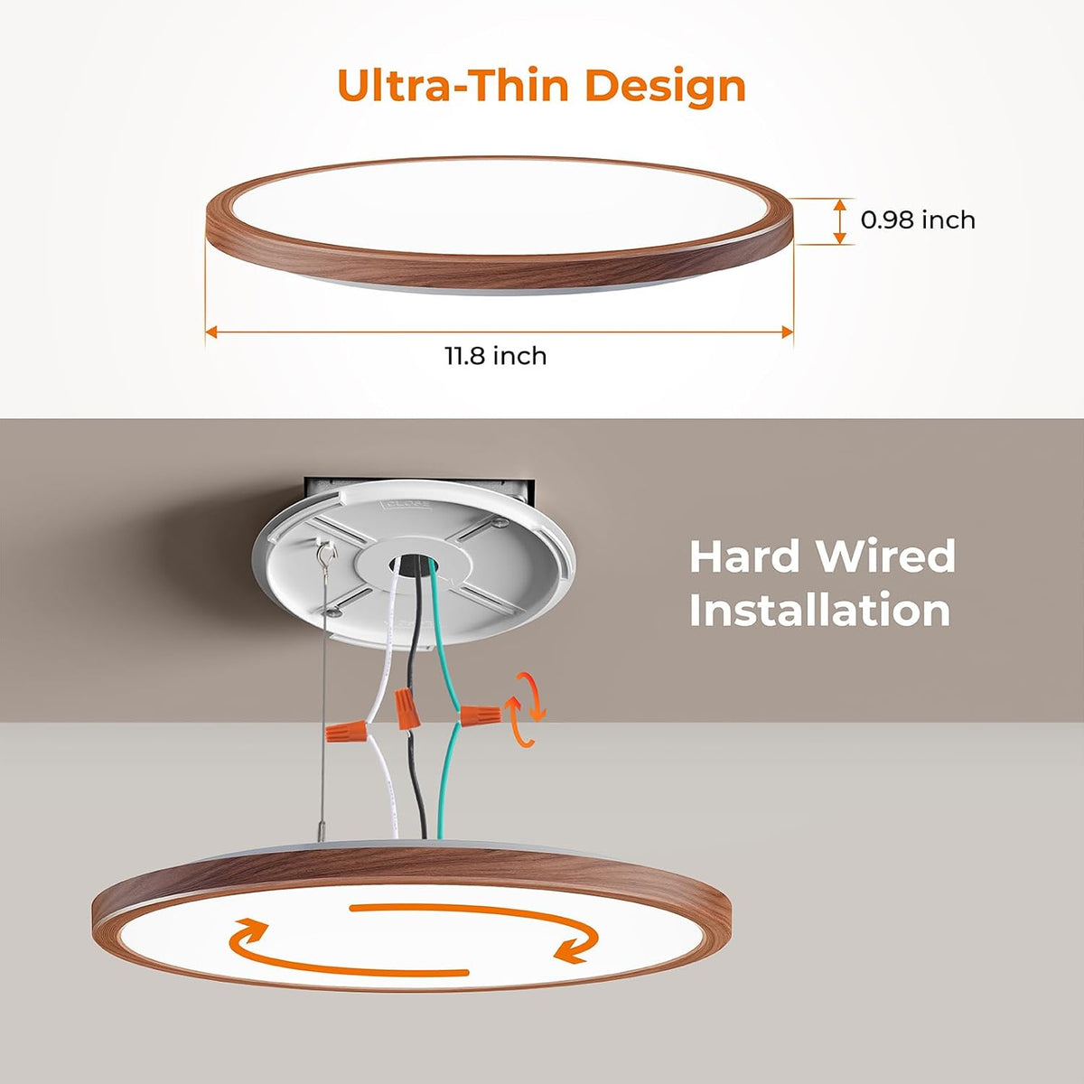 Matane Motion Sensor LED Ceiling Light with Remote, 12 Inch Wired Flush Mount Light 3000K 4000K 5000K, 2400LM Dimmable Motion Sensor Light Indoor for Closet Hallway Laundry Stairs Walnut