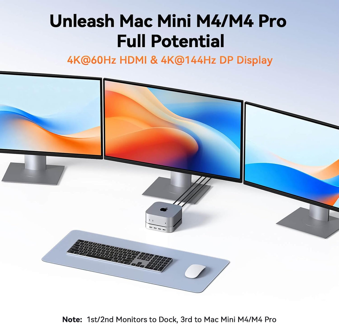 TobenONE 13-in-1 Mac mini M4 Dock with 8TB SSD Enclosure & Power Button | Hub Stand for Mac mini M4/M4 Pro, 4K@144Hz DP, 4K@60Hz HDMI, 5 USB (Max 10Gbps), SD/micro SD, Audio, for Home & Business