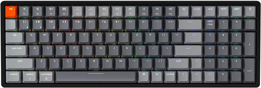 Keychron K4 Bluetooth Wireless Mechanical Keyboard RGB LED Backlit, Hot-swappable Compact 100 Keys USB Wired Computer Gaming Keyboard Aluminum Frame for Mac Windows, Gateron Brown Switch