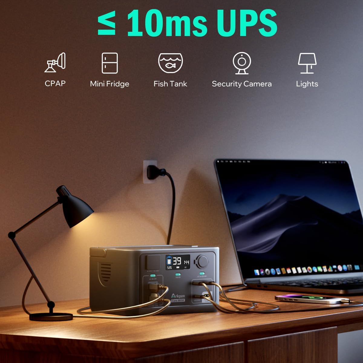 Portable Power Station 300W, 600W Peak Solar Generator 192Wh | 1Hr Fast Charge, LiFePO4 Battery, 10ms UPS, 120V AC Outlet Solar Power Bank for Camping Emergency Travel Home Blackout