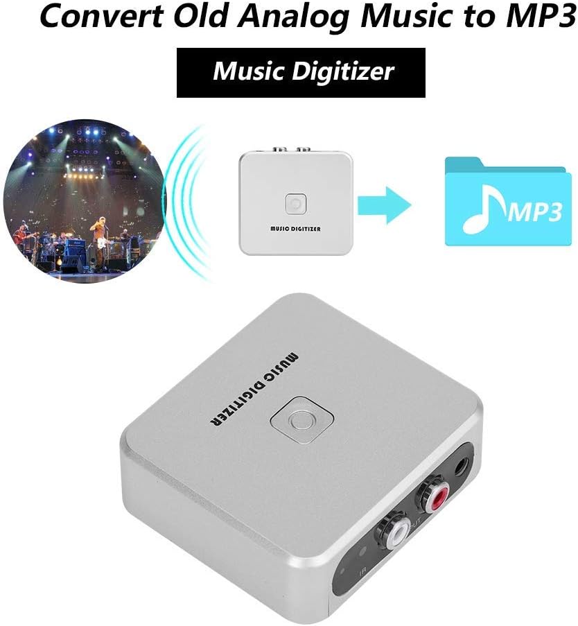 Audio Capture Recorder, Audio Capture Box 128Kbps Music Digitizer CD Recorder with 3.5mm & Line Input Supports Secure Digital Memory Card & USB Flash Drive