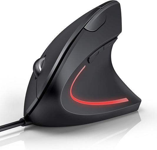 TECKNET Wired Mouse, Comfortable Ergonomic Mouse with 6400 DPI | Plug & Play, 4-Level Adjustable DPI, Silent Click, Vertical Mouse Compatible with Laptop/PC/Windows/Chromebook