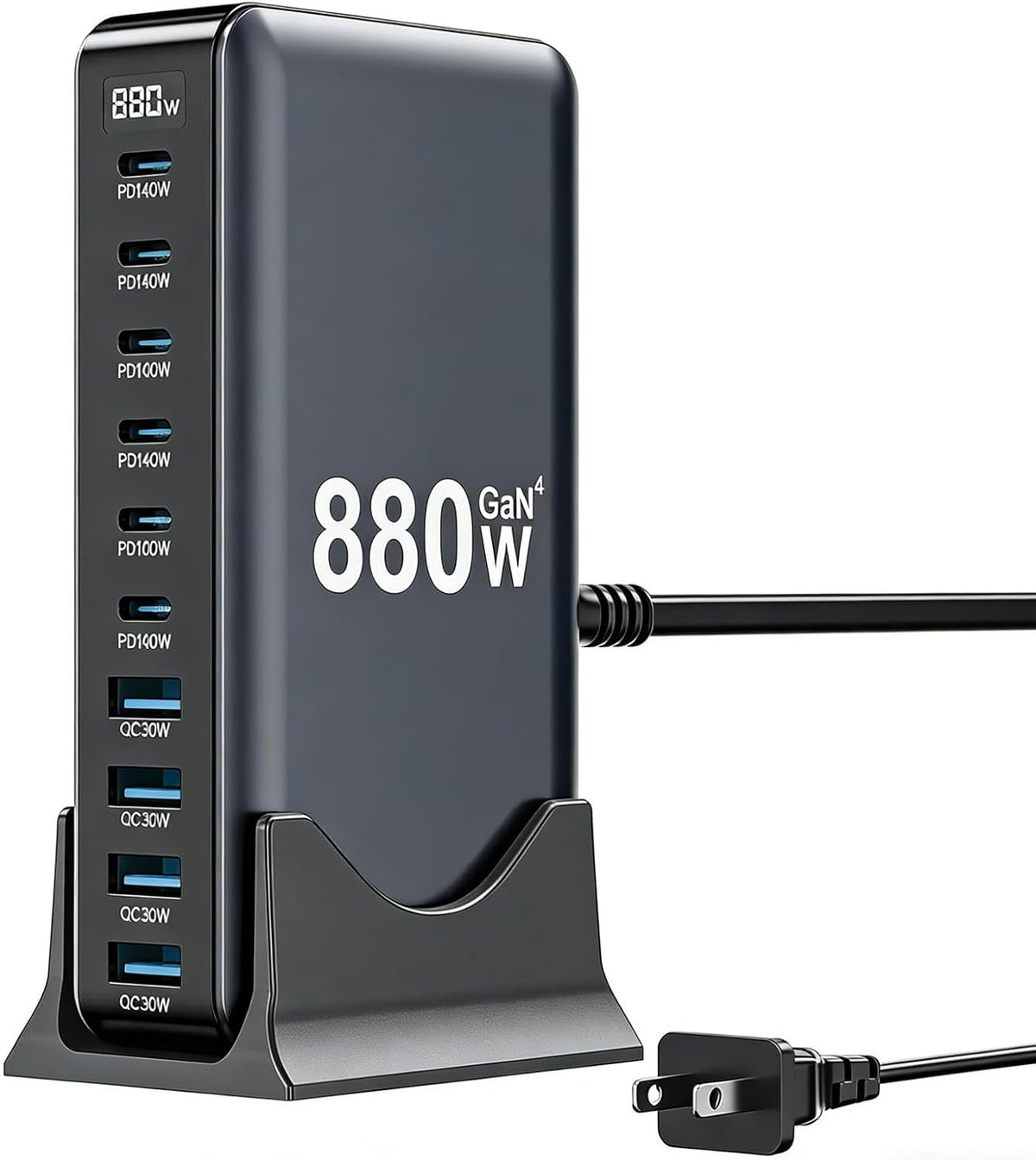 USB C Charger 880W USB C Charger Block,GaN IV 10-Port Charging Station Hub