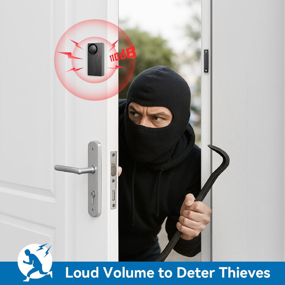 Door Alarm with Remote, Door Chimes When Door Opens, 110dB Window Alarms for Home Security, Door Sensor, Pool Alarm