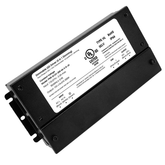 HitLights 200W Dimmable LED Driver, 120VAC to 12VDC Transformer, UL Listed