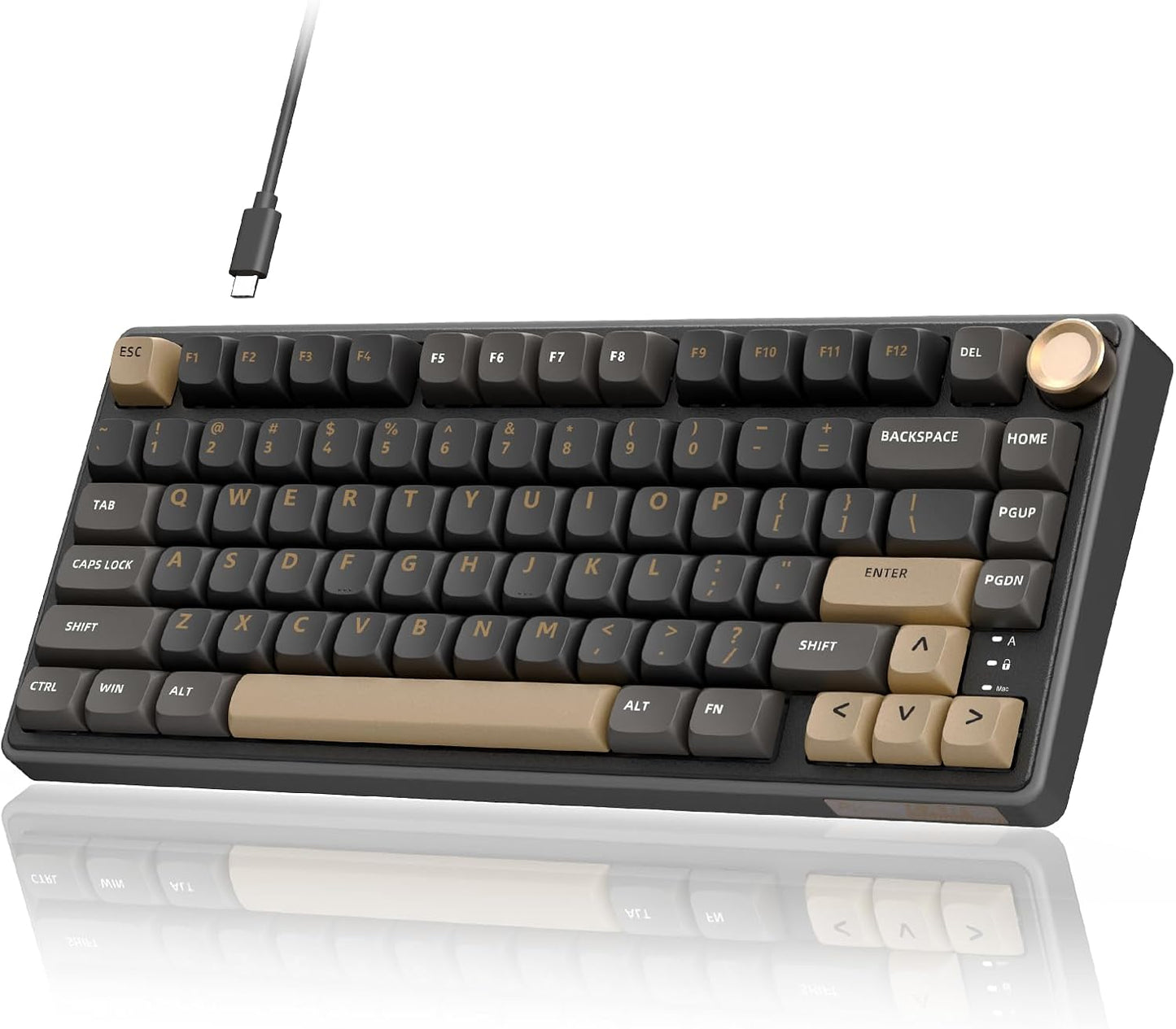 RK ROYAL KLUDGE R75 Wired Mechanical Keyboard with Volume Knob, 75% Mechanical Gaming Keyboard Gasket Mount, Hot Swappable Silver Switch, MDA Profile PBT Keycaps, Creamy Keyboards, Black