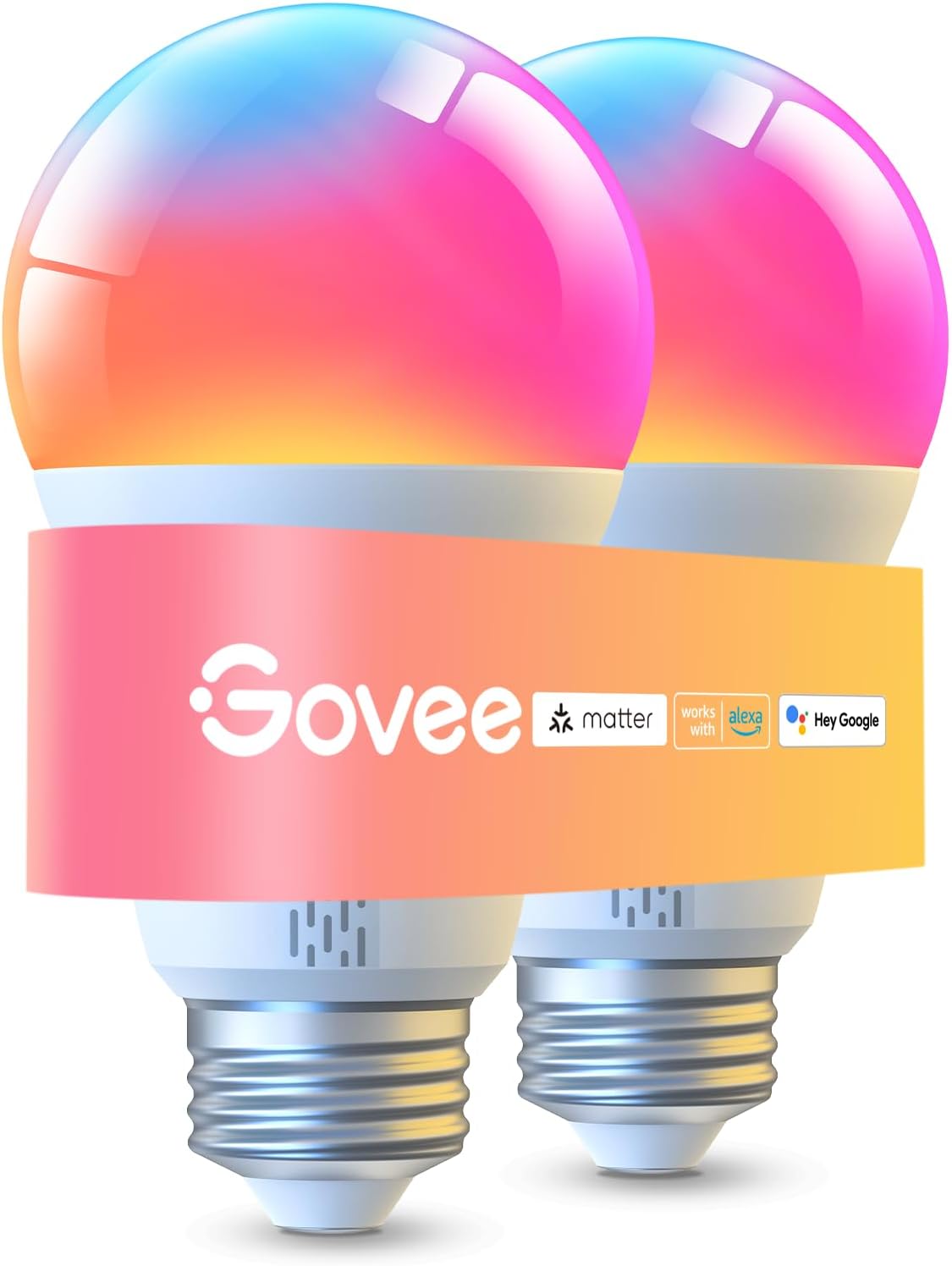 Govee LED Smart Light Bulbs, 1000LM RGBWW A19 75W E26 Base 2 Pack