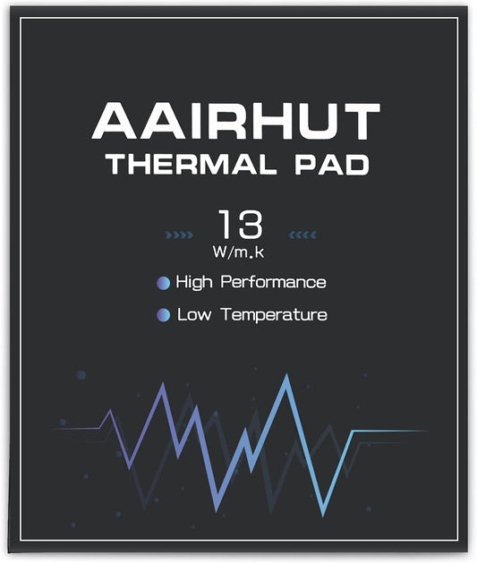Aairhut Thermal Pad 13W/m.K, 120x120x1mm Silicone Cooling Pad GPU CPU Non-Conductive Heat Resistance Soft Sticky Cover with Dual Self-Adhesive Films for PC Laptop Heatsink/GPU/PS5/Macbook/Graphics