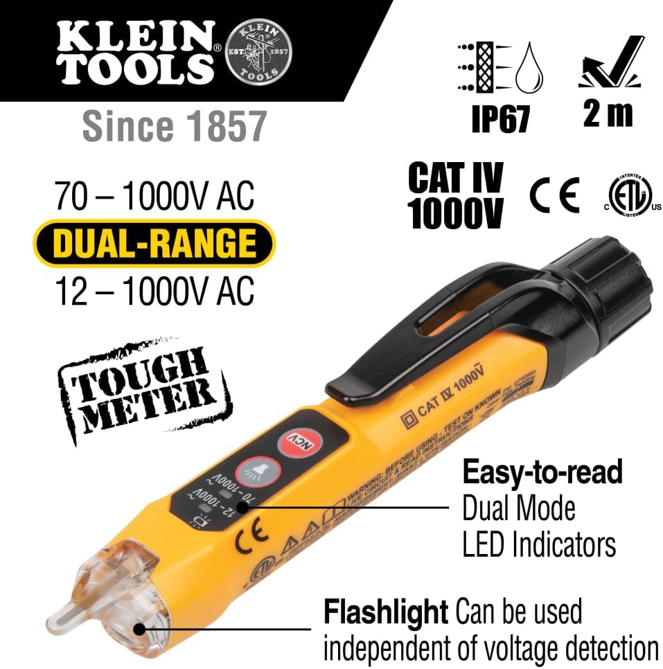 Klein Tools CL220VP Electrical Test Kit with Digital Clamp Meter, Non-Contact Voltage Test Pen, GFCI Outlet Tester, AC/DC Voltage Tester