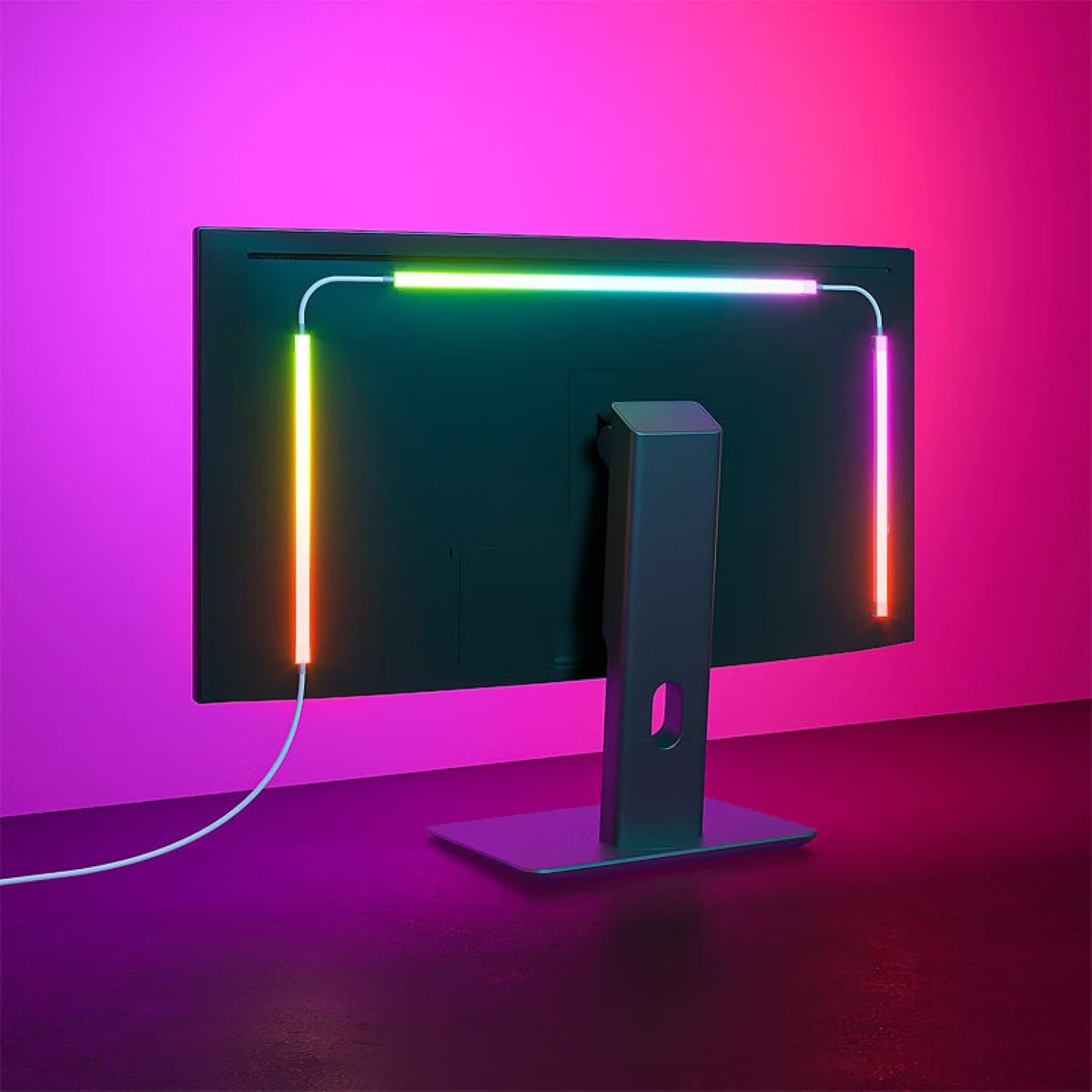 Monitor LED Backlights, RGB Screen Desk Light PC, Computer Light Bar Behind Monitor, LEDs for Desk Gaming, USB Port, LED Strip Lights that Sync with Screen Color or Music(27 inches)