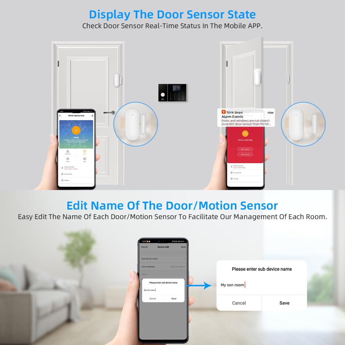 LWOHSI PG108 Alarm System for Home Security,WiFi+GSM 4G DIY Alarm Kit with Phone APP Alert, Door/Window Sensor, Remote, Compatible with Alexa and Google for House, Apartment