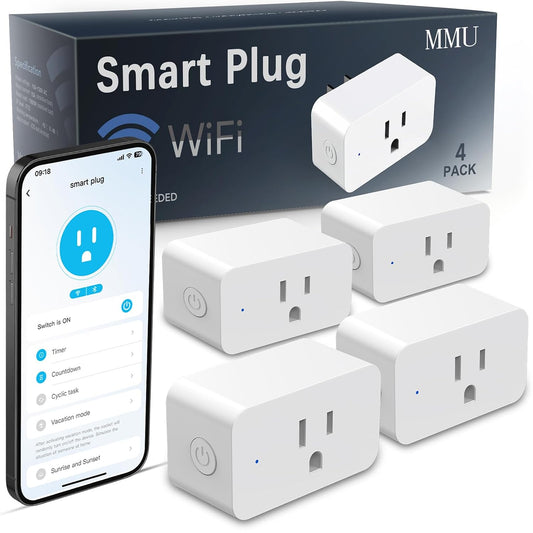 4 Pack Smart Plug, Compatible with Alexa&Google Home, WiFi Timer Socket
