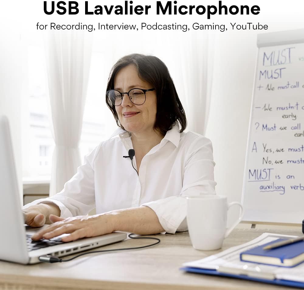 MAONO UL10 USB Lavalier Microphone, 192kHz/24bit for Interview and Vlogging | Omnidirectional, Plug &amp; Play for PC, Computer, Mac, Laptop, Conference Calls, YouTube Video, Dictation, Meeting, Recording