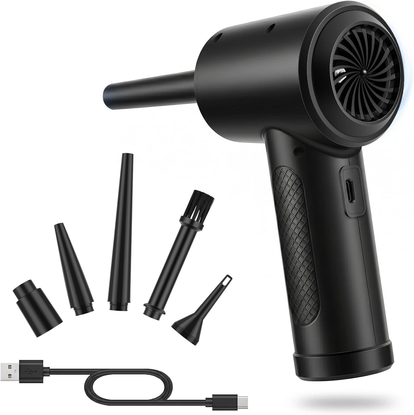 Compressed Air Duster,100000RPM Electric Air Duster for Computer Keyboard | Rechargeable Cordless Air Blower with LED Light, Fast Charge Portable Air Can for PC Cleaning
