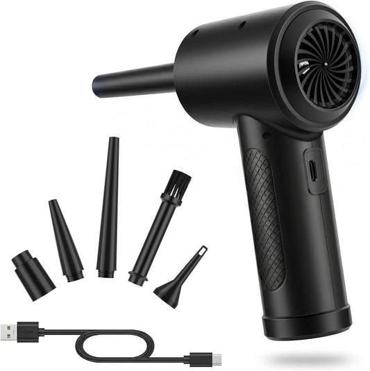 Compressed Air Duster,100000RPM Electric Air Duster for Computer Keyboard | Rechargeable Cordless Air Blower with LED Light, Fast Charge Portable Air Can for PC Cleaning