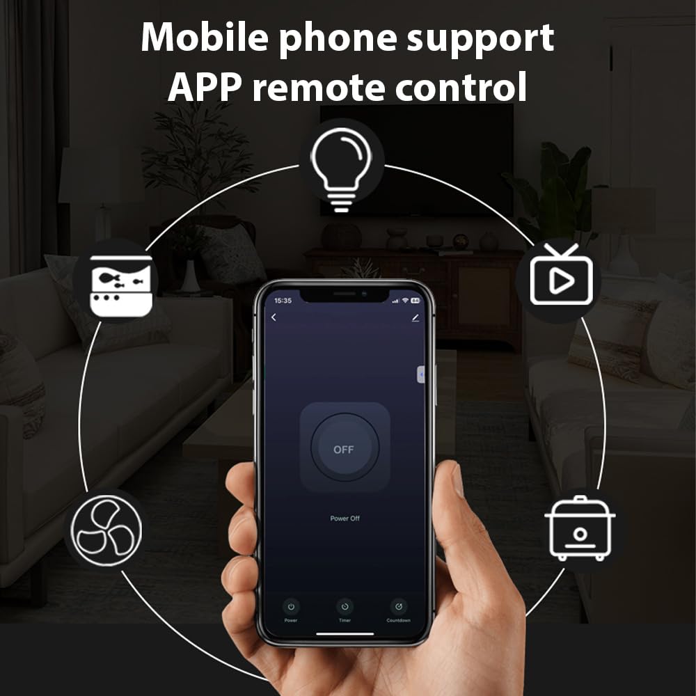 Smart Plugs 4 Packs, WiFi Smart Outlet Compatible with TY App & Voice Control, Remote Control & Timer Schedule Function, 10A Mini Smart Plug for Home Appliances, 2.4GHz WiFi Only