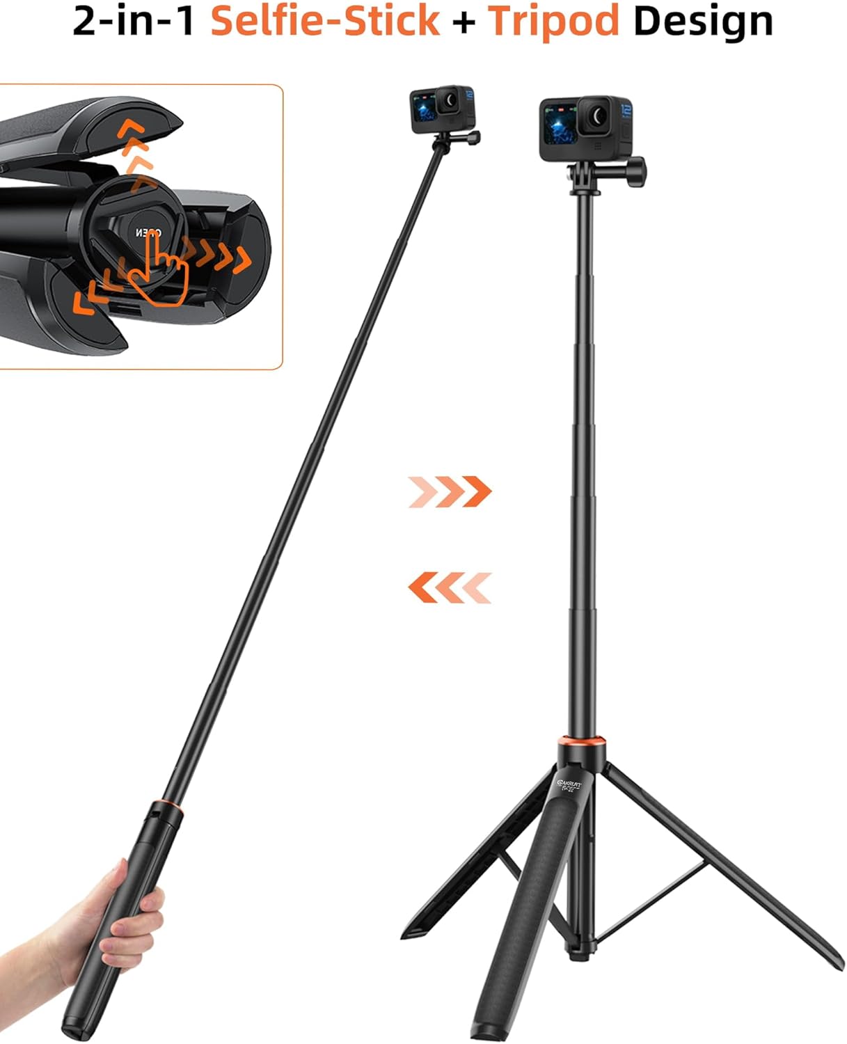 53" Osmo Action Selfie Stick Tripod for DJI Action 5 Pro/4/3, Extendable Handle Grip w Magnetic Quick-Release Adapter Mount, Extension Rod/Standing Stand/Accessories for Travel Vlogging Video Shooting