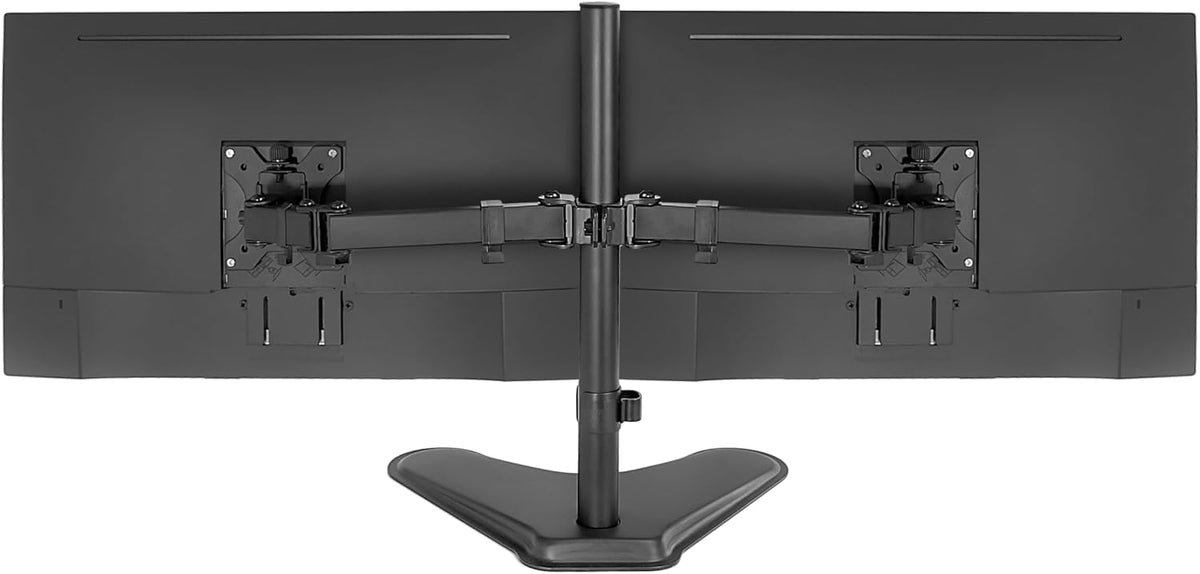 Mount-It! Dual Monitor Stand for Desk - Double Monitor Mount for 2 Screens up to 32 Inch and 17 Lbs - Free-Standing Base Swivel, Tilt, Rotates 360 Adjustable Arms - VESA Compatible High Grade Steel