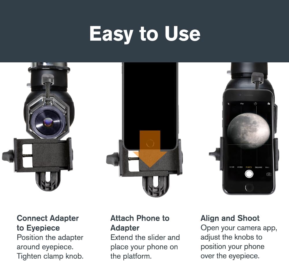 Celestron Basic Telescope Eyepiece Smartphone Adapter | Simple Phone Adapter for Telescopes, Binoculars & Spotting Scopes, Capture Images & Video, Easy to Use, Travel–friendly