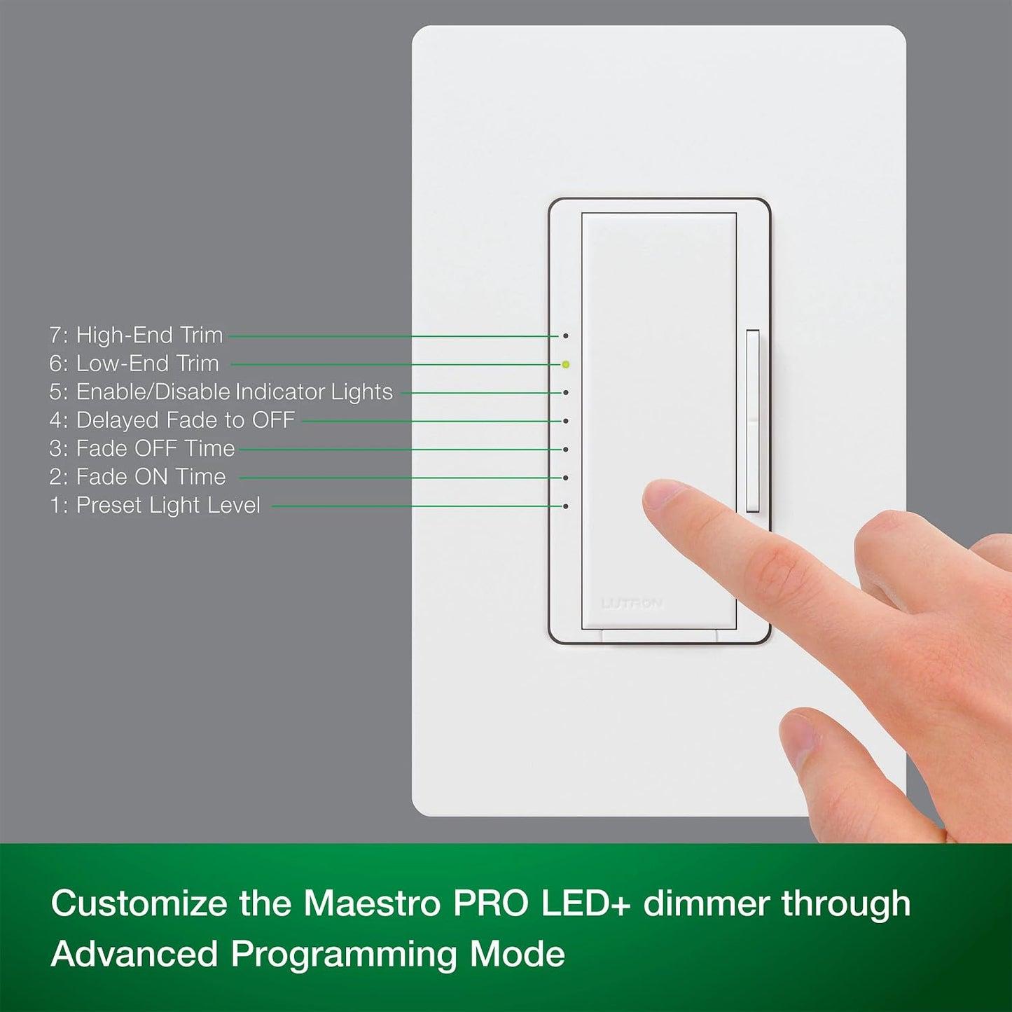 Lutron Maestro PRO LED+ Tap Dimmer Switch for 250W LED, 500W ELV, 400W MLV, Single Pole/Multi-Location, Neutral Wire Optional, MA-PRO-WH, White