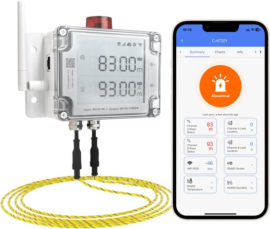 LD1-AETH2L Leak Detector - WiFi and Ethernet, Double-Sided Detection with Alerts, DC12V Relay.No Hub Required
