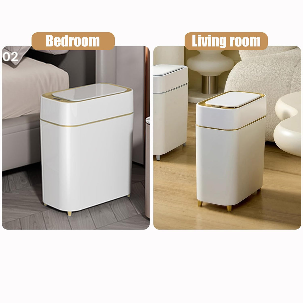 2-Pack - Automatic Compact Trash Can with Touchless Lid - Smart Garbage Can