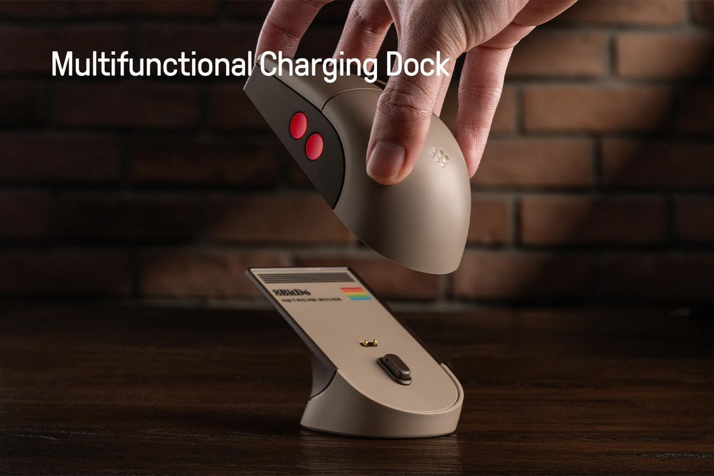 8Bitdo Retro R8 Mouse with Charging Dock, PAW 3395 Optical Sensor DPI 26K, 4K Polling Rate, Programmable Buttons, HUANO Micro Switches, Ambidextrous - C64 Edition