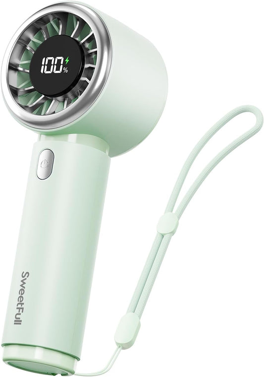 SWEETFULL Portable Handheld Fan, Mini Rechargeable Personal Hand Fan | Strong Airflow, Up to 12H, Pocket-Sized, 5 Speeds, Quiet Cooling Travel Essentials, Cute Gifts for Women, Girls, Lash, Makeup