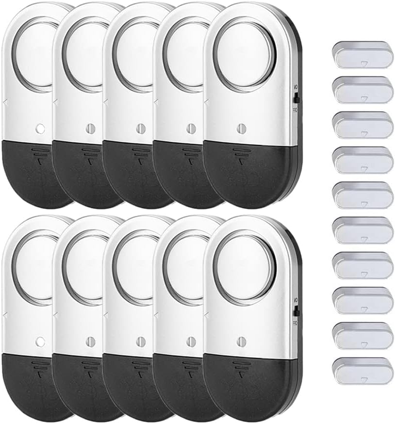 Window Alarm Sensors Door Alarms for Kids Safety , Home Security for Pool, Burglar Alarm, Dementia Patients Open (10Pack)