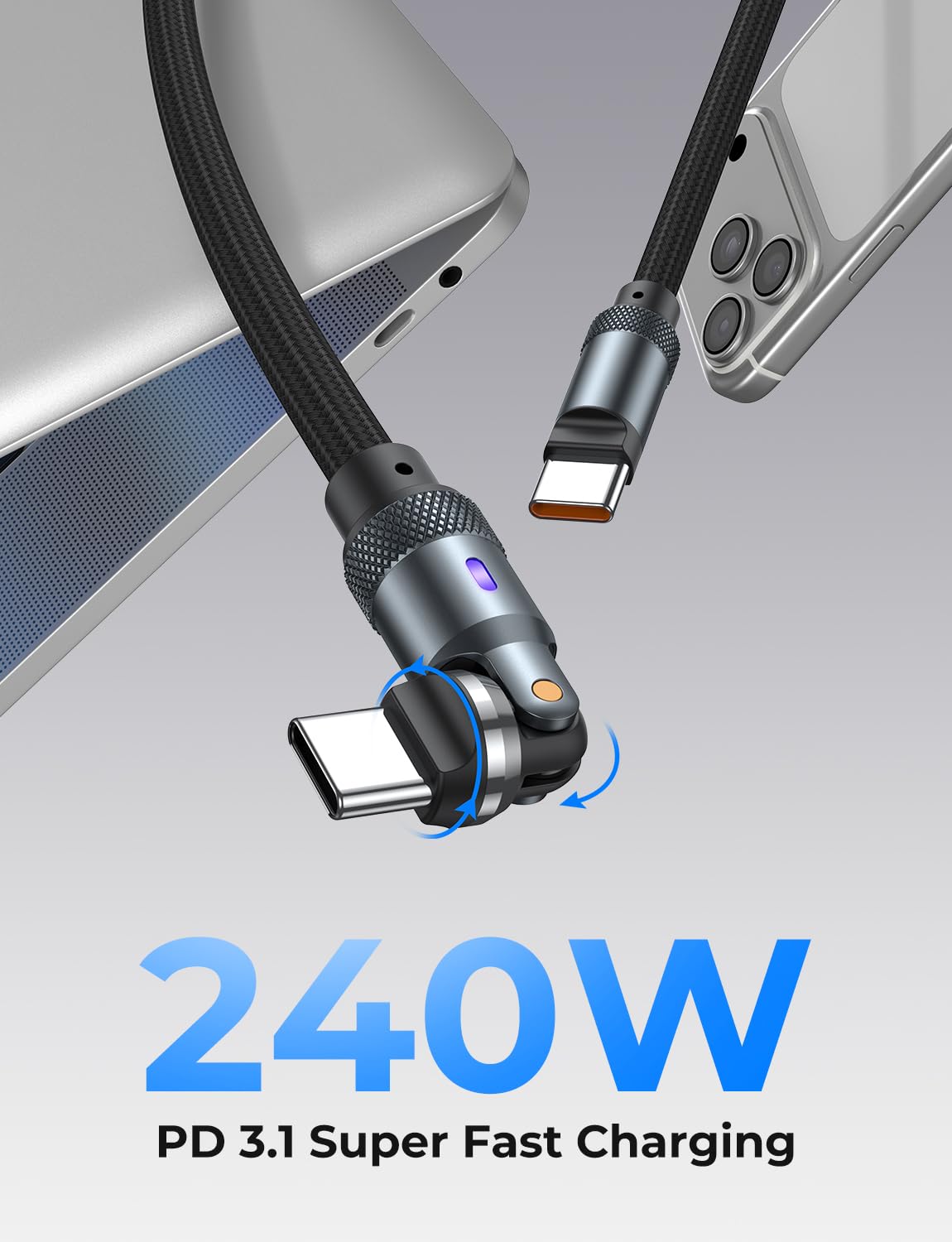 USB C Cable Fast Charging (6FT), Chubby 240W USB C to USB C Cable
